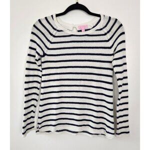 Lilly Pulitzer Blue & White Sailor Stripe 100% Cotton Long Sleeve Top XXS Beachy